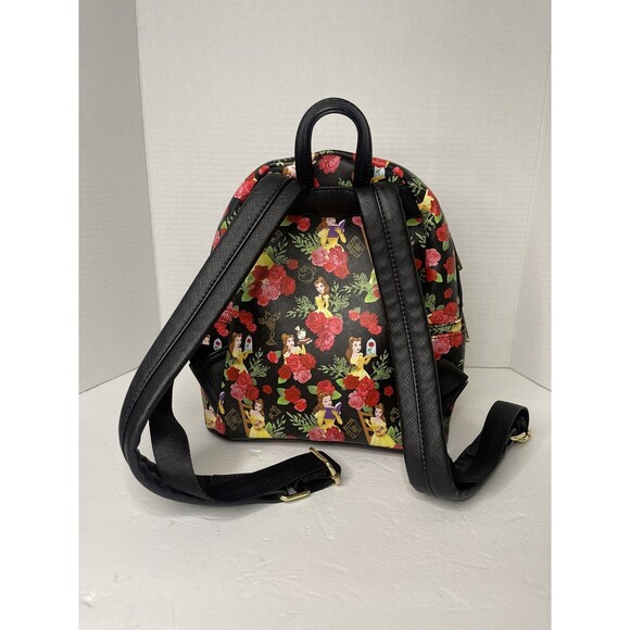 Disney Loungefly 2018 Beauty & The Beast Belle Roses Black Mini Backpack Bag - Picture 4 of 9